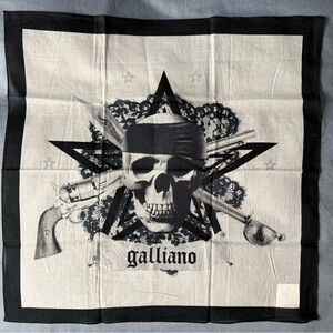 John Galliano Black and White Skull Scarf